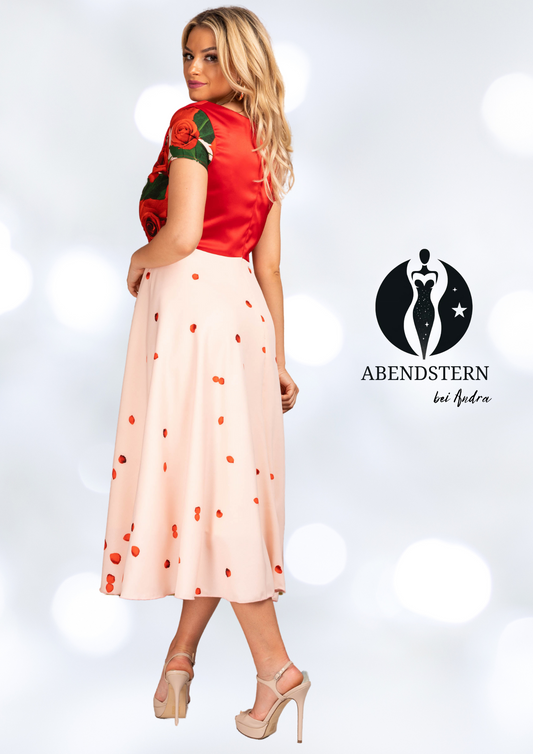 Blumenpracht-Bejeweltes Rotkleid