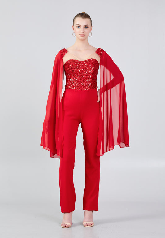 Flammende Flügelärmel Jumpsuit