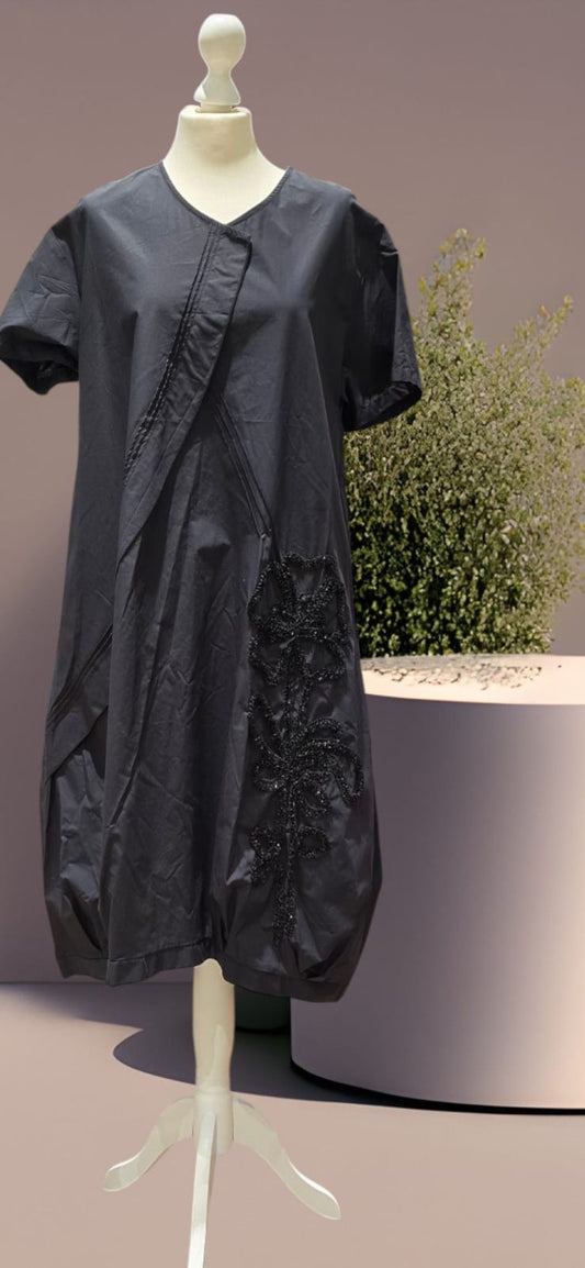 Kleid Schwarz Blume