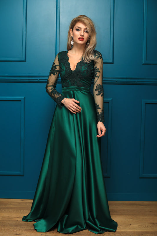 Grüne Gartenträume Spitzenkleid
