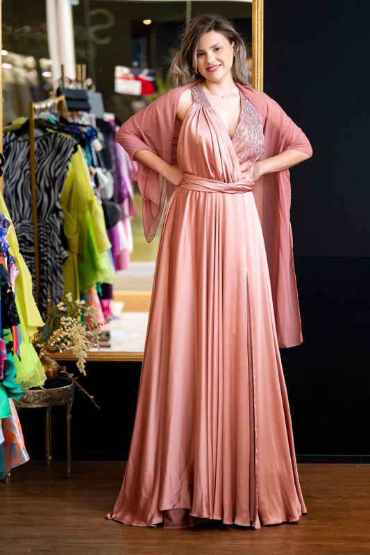 Elegantes Abendkleid "Peach Blossom"